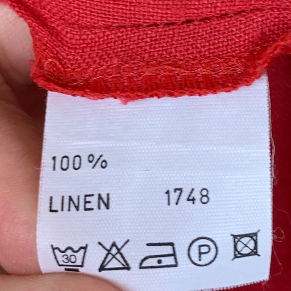 Moment By Moment Linen Asymmetrical Ribbon Detail Red Coral Midi Skirt US M - Picture 7 of 7